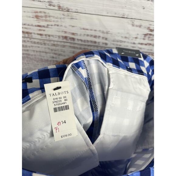 Talbots Pants Women's 14 Blue White Chatham Ankle Gingham Check Slim Leg Stretch - Picture 5 of 12